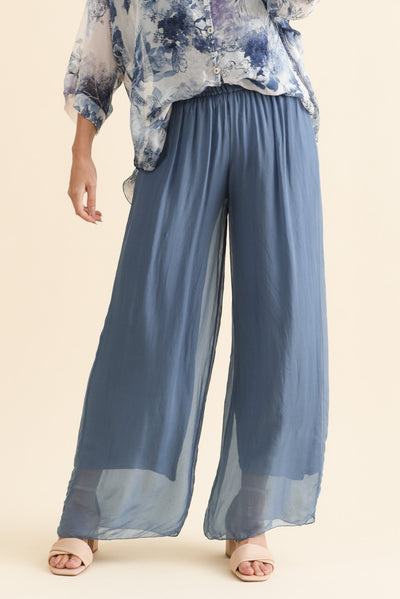 Enid Blue Silk Pants