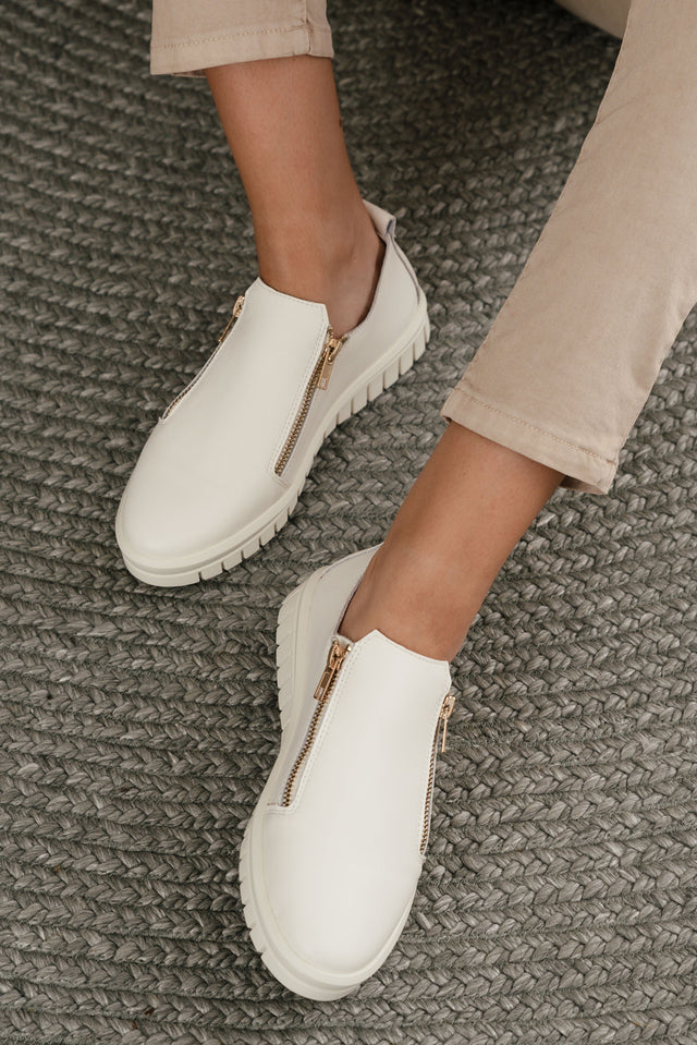 Enjoy White Leather Zip Sneaker image 2