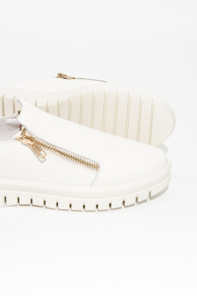 Enjoy White Leather Zip Sneaker image 4