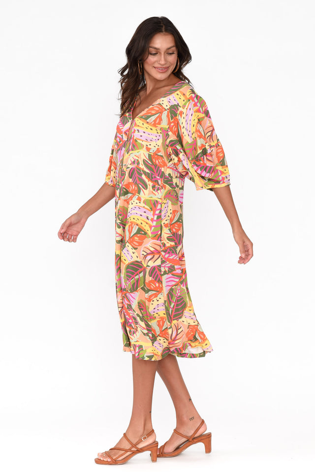 Enna Yellow Tropical Pocket Dress