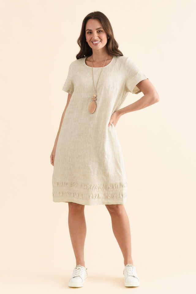 Erikson Natural Linen Pocket Dress,Full Body,Brunette model,alt text|model:MJ image 6