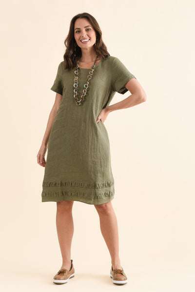 Erikson Olive Linen Pocket Dress