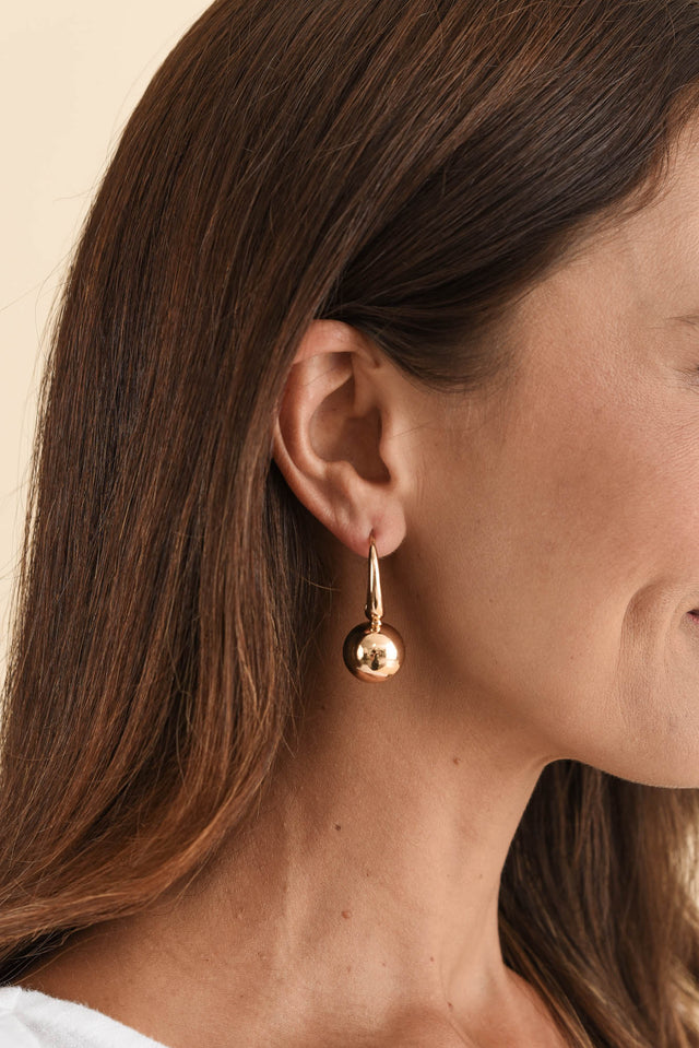 Erisa Gold Ball Drop Earrings image 2