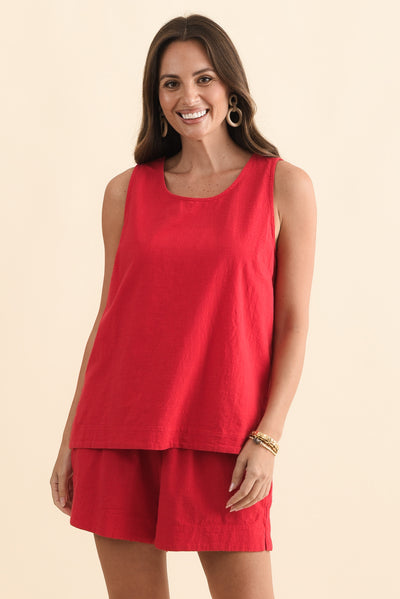 Esme Red Cotton Tank Top