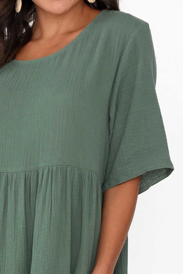 Esmerelda Khaki Cotton Tier Dress
