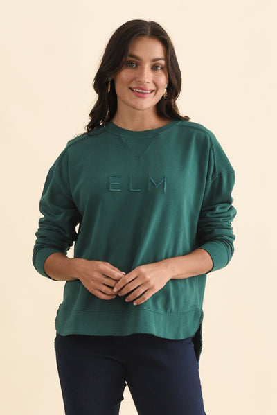 Established Teal Cotton Crewneck Sweatshirt