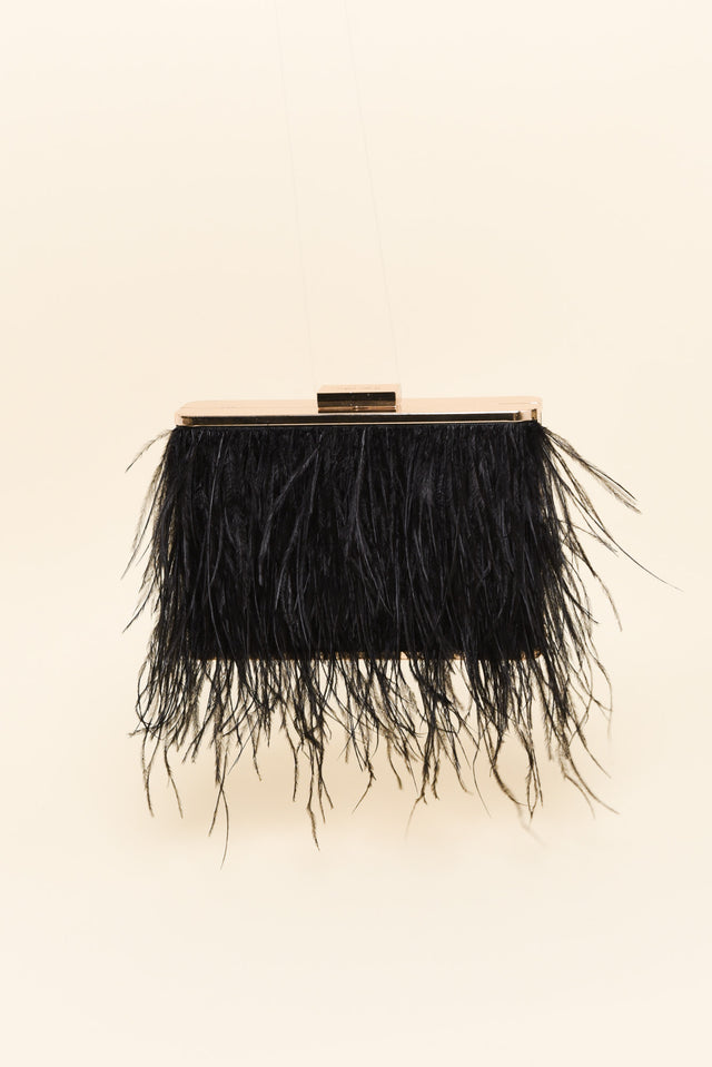 Estelle Black Feather Clutch image 1