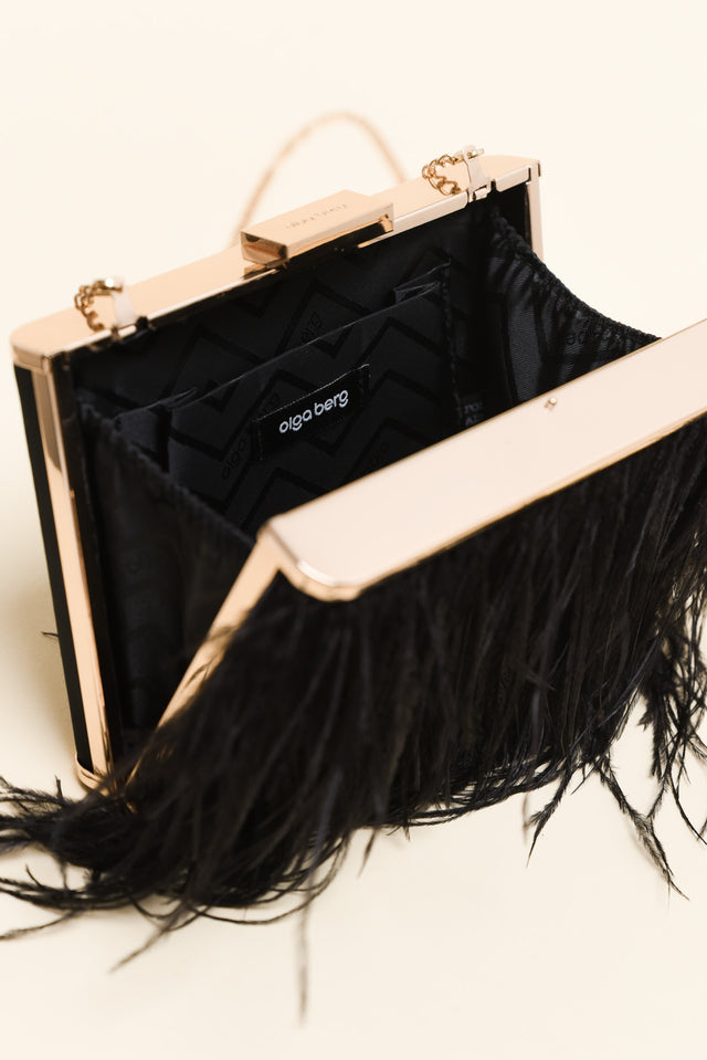 Estelle Black Feather Clutch image 2
