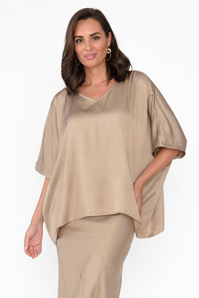 Eternal Champagne Draped Top neckline_V Neck