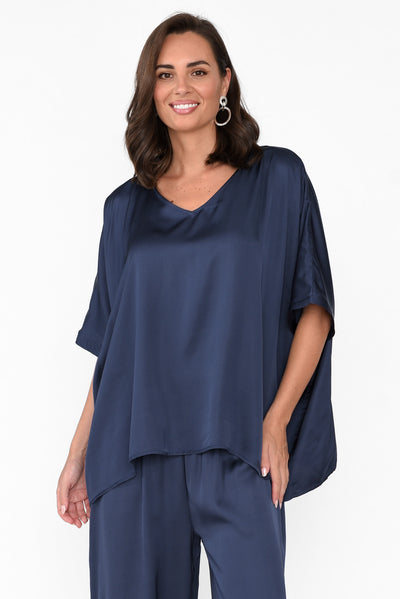 Eternal Navy Draped Top neckline_V Neck