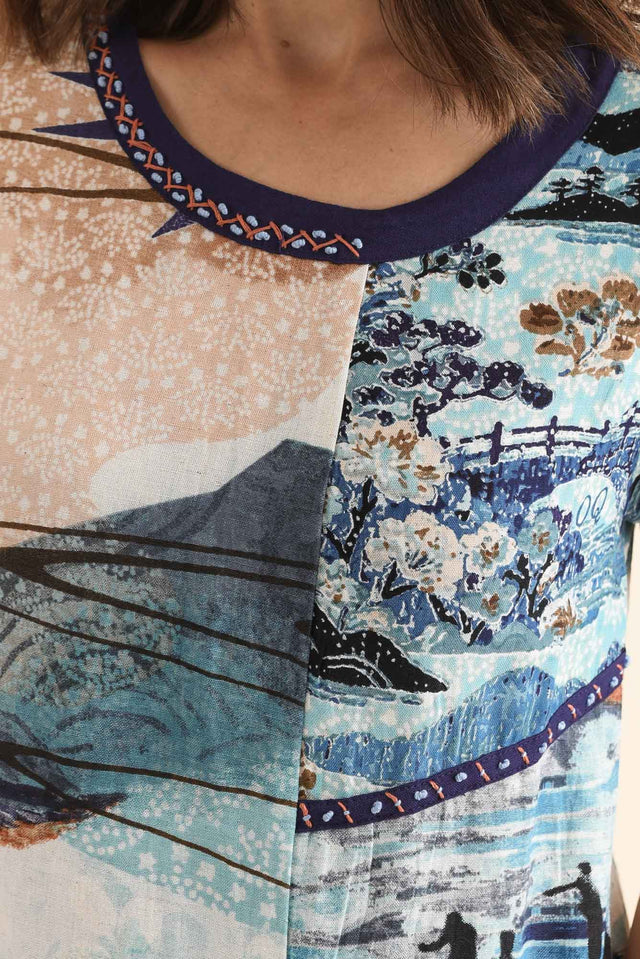 Ethel Beige Vista Organic Cotton Dress,Detail,Brunette model,alt text|model:Cara image 5