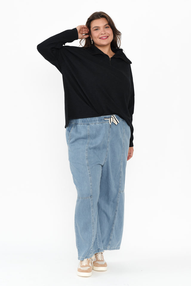 Etna Black Half Zip Sweatshirt,Brunette model,alt text|model:Gabby image 12