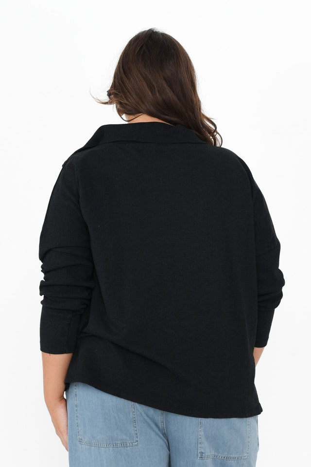 Etna Black Half Zip Sweatshirt,Brunette model,alt text|model:Gabby image 11