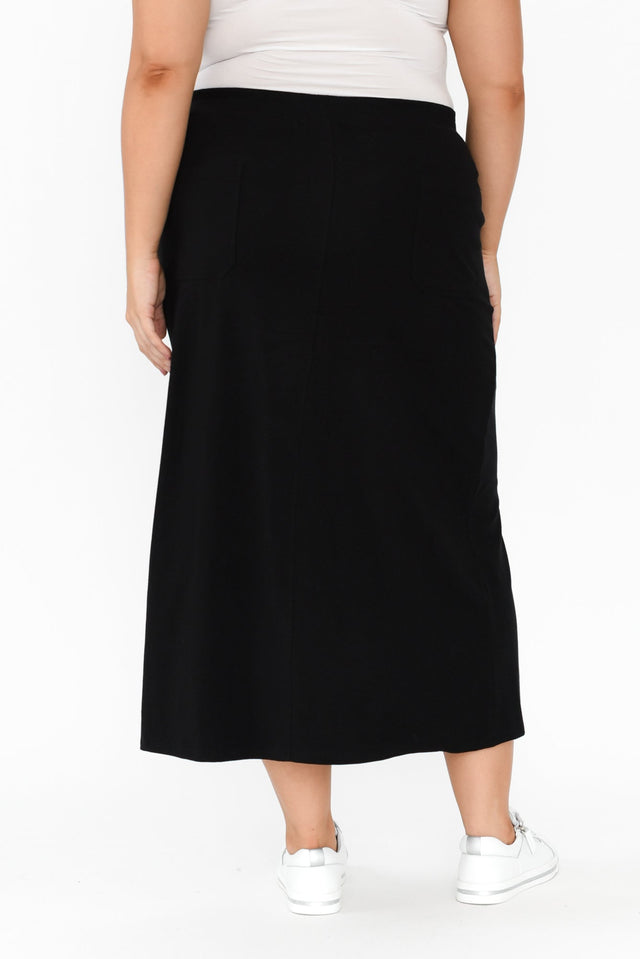 Etta Black Cotton Pocket Skirt,Brunette model,alt text|model:Gabby image 12