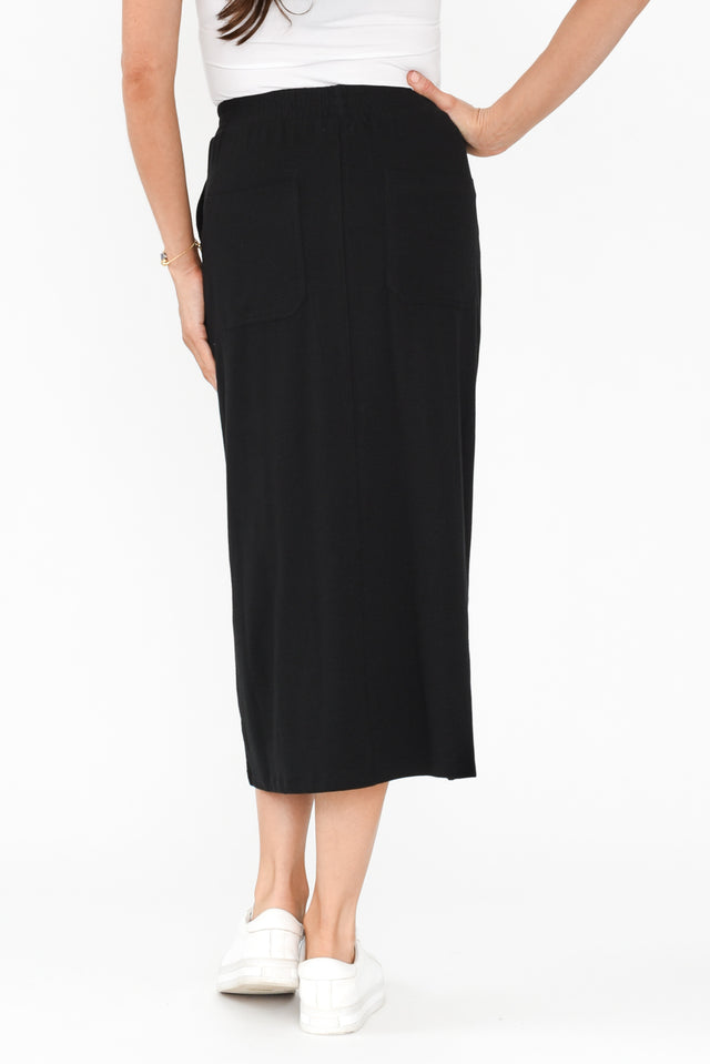 Etta Black Cotton Pocket Skirt,Brunette model,alt text|model:Elouise image 7