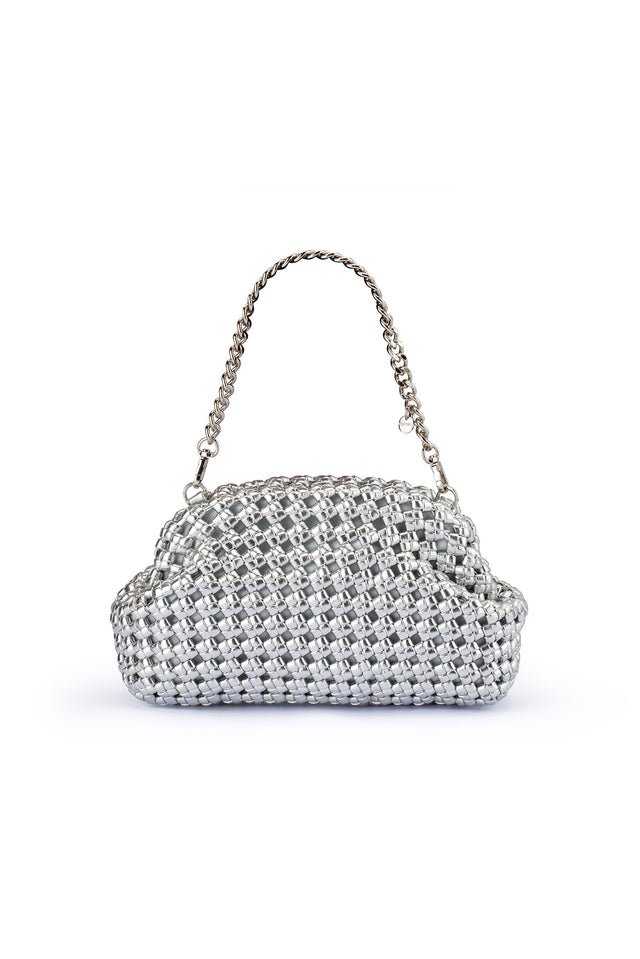 Everly Silver Woven Clutch image 2