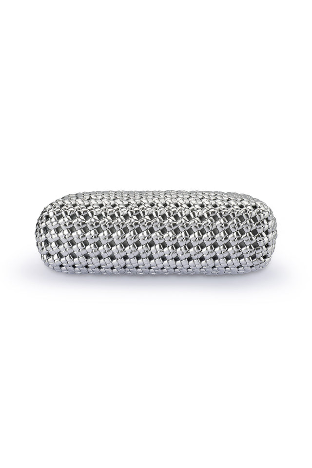 Everly Silver Woven Clutch image 8