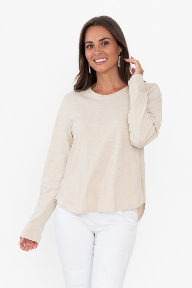 Everyday Natural Cotton Long Sleeve Tee neckline_Round alt text|model:MJ;wearing:AU 8 / US 4