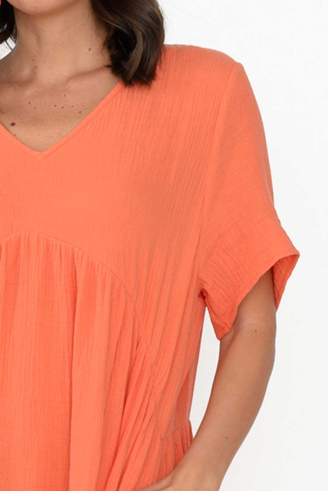 Evianna Peach Cotton Peak Dress
