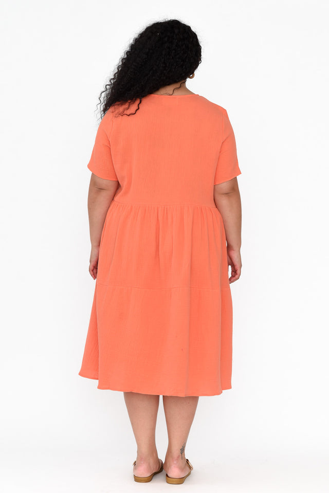 Evianna Peach Cotton Peak Dress