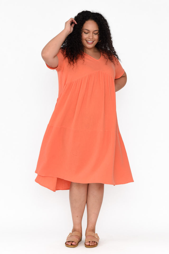 Evianna Peach Cotton Peak Dress