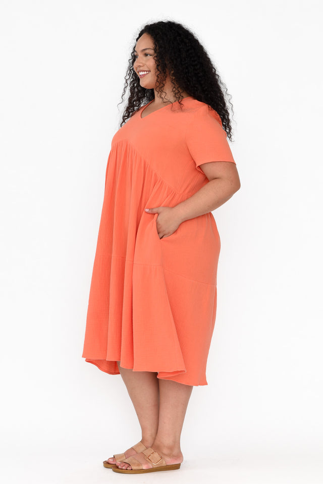 Evianna Peach Cotton Peak Dress
