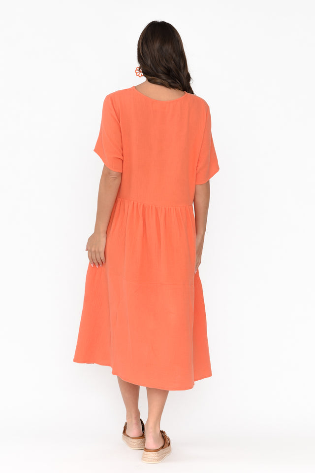 Evianna Peach Cotton Peak Dress