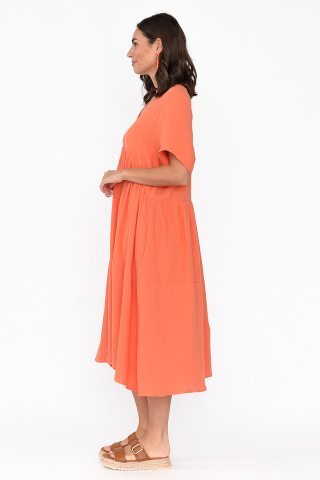 Evianna Peach Cotton Peak Dress