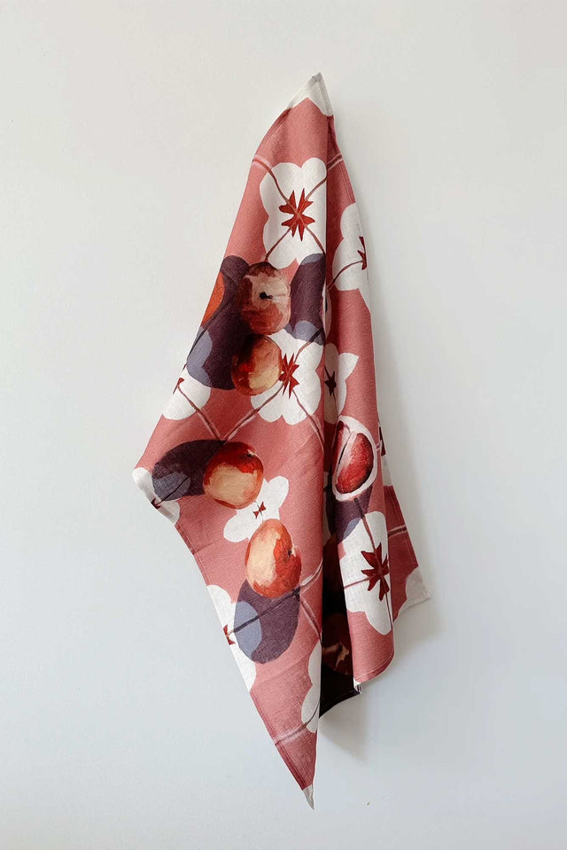 Whitney Spicer Fruit On The Floor Linen Tea Towel image 1
