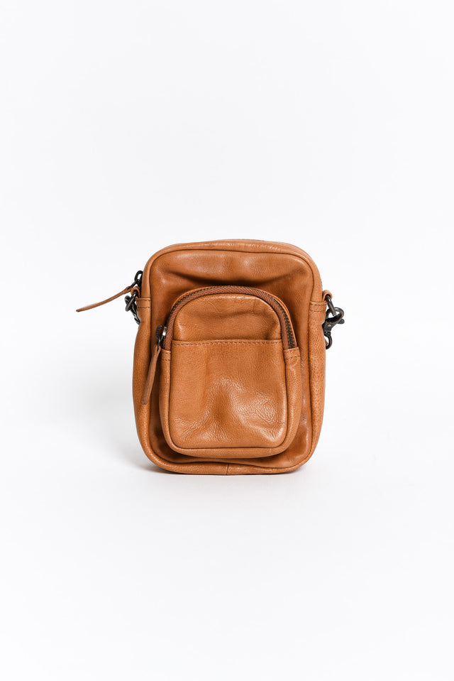 Face the Music Tan Leather Camera Bag
