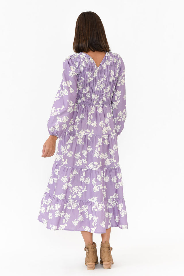 Fallon Lilac Floral Cotton Poplin Dress