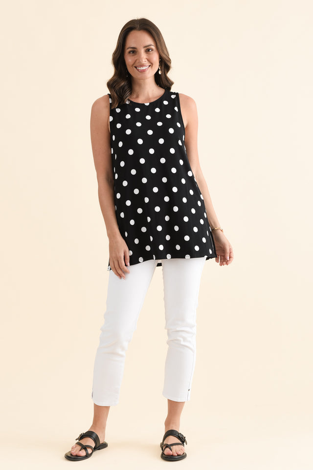 Fantasia Black Spot Bamboo Tunic Top,Full Body,Brunette model,alt text|model:MJ image 6