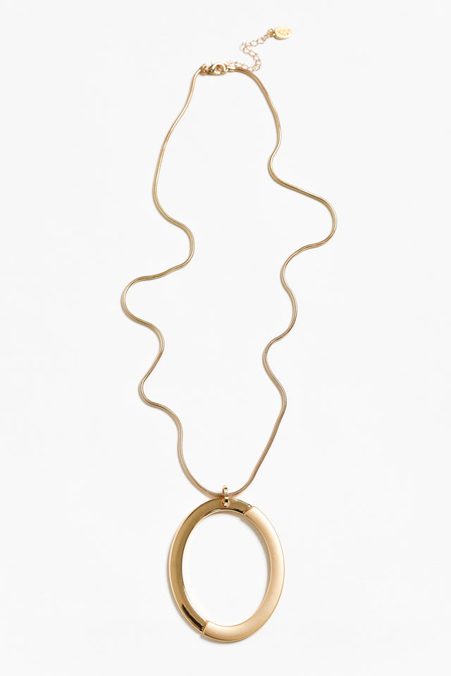 Fatima Gold Oval Pendant Necklace image 1