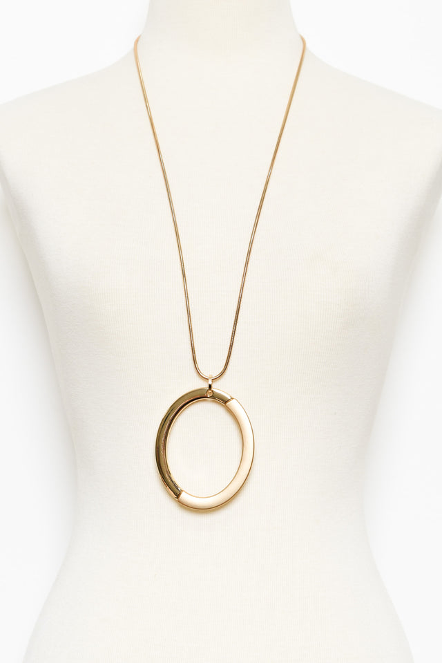 Fatima Gold Oval Pendant Necklace