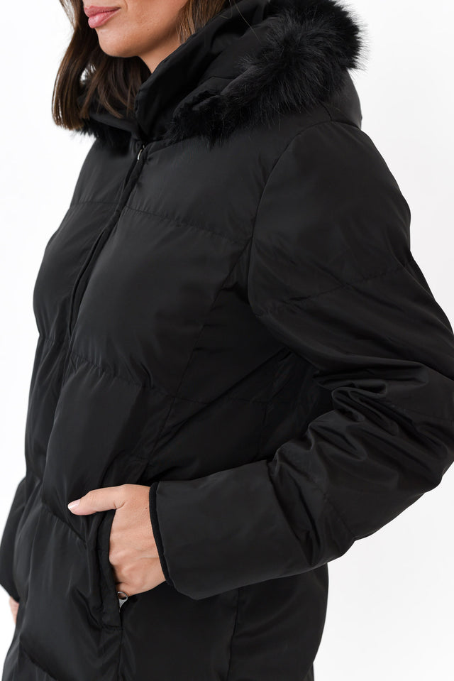 Faye Black Faux Fur Puffer Jacket image 5