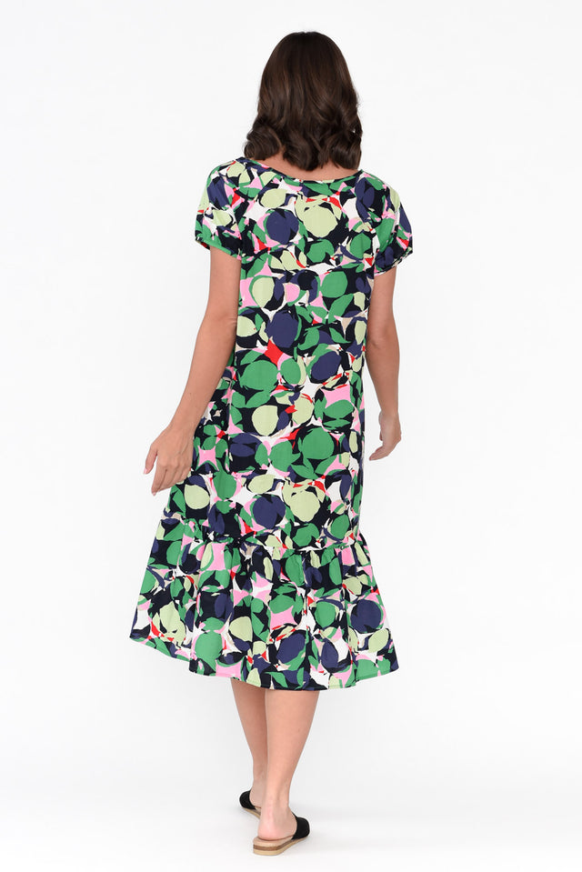 Felina Green Abstract Ruffle Dress