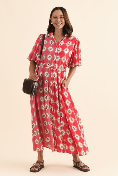 Felix Pink Palm Shirt Dress