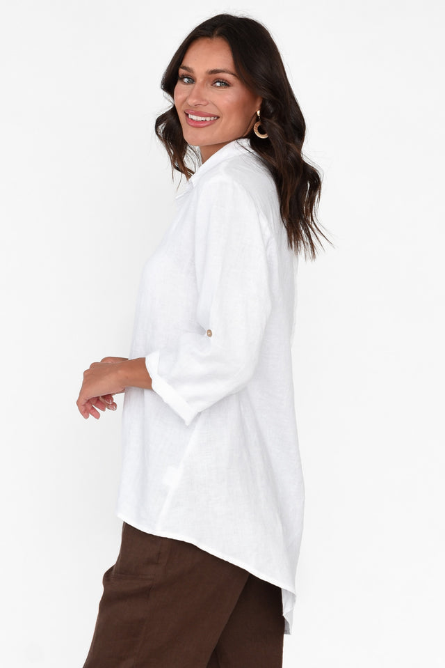 Feodora White Linen Asymmetric Shirt