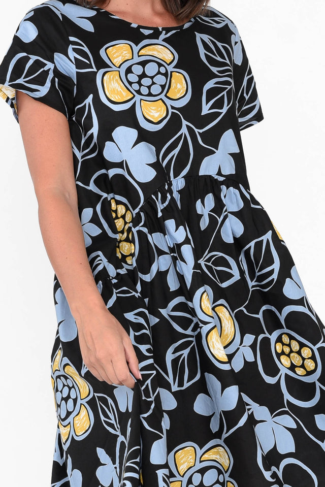 Fernanda Black Daisy Cotton Dress image 5