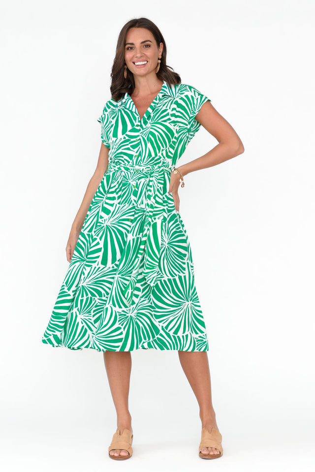 Ferri Green Flower Shirt Dress