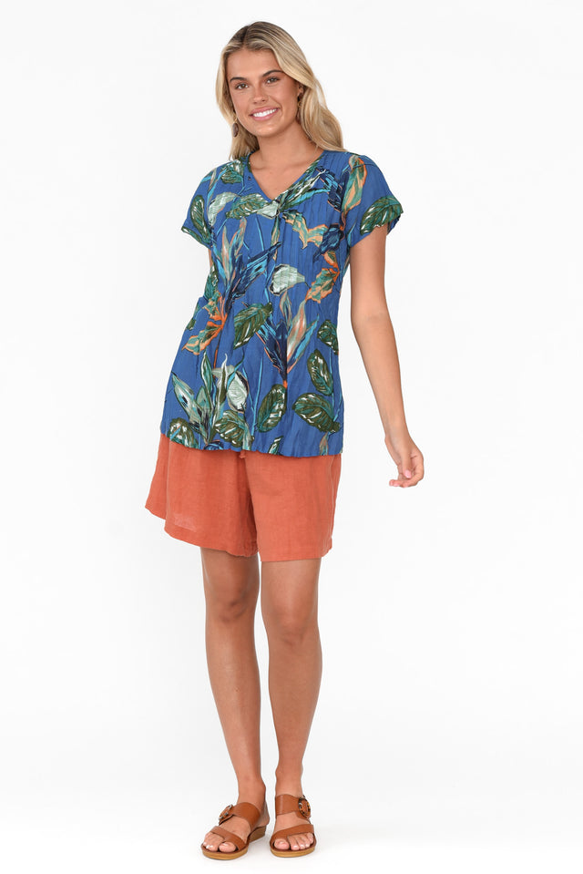 Fia Blue Leaf Cotton Top