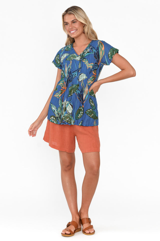 Fia Blue Leaf Cotton Top