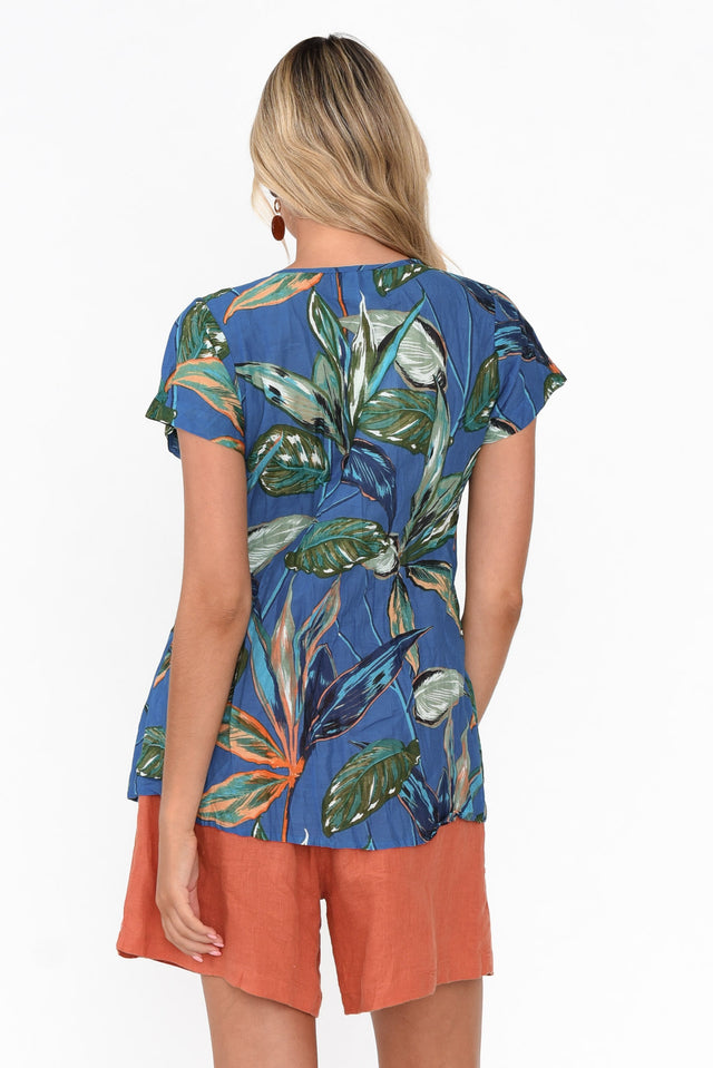Fia Blue Leaf Cotton Top