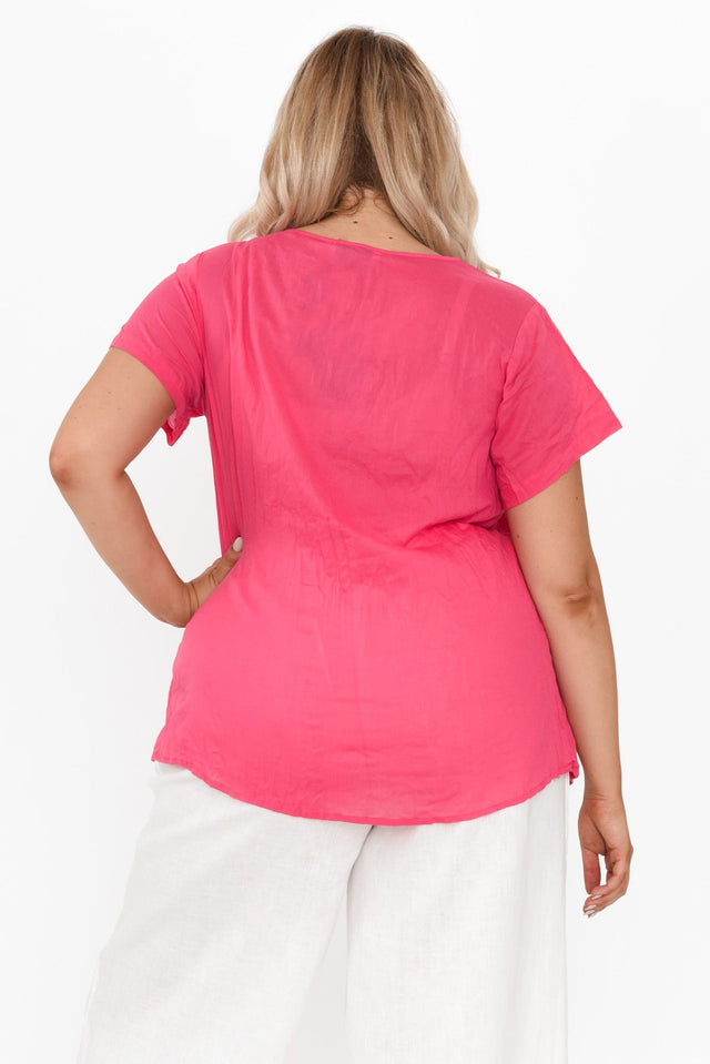 Fia Hot Pink Crinkle Cotton Top,Blonde model,alt text|model:Shandre image 11