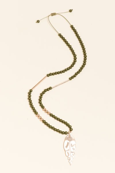 Fidan Green Leaf Pendant Necklace