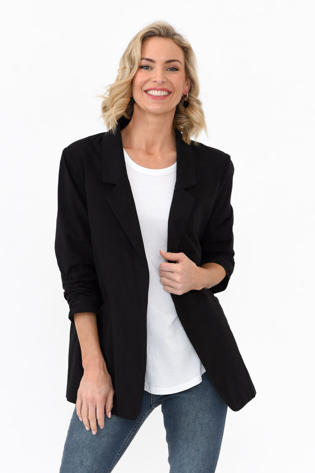 Figaro Black Cotton Blazer