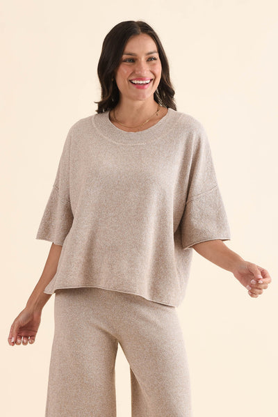 Finlay Taupe Cotton Oversized Tee