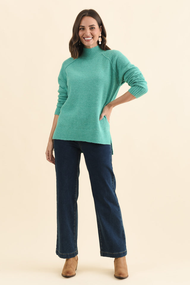 Finn Mint Knit Jumper,Brunette model,alt text|model:MJ image 7