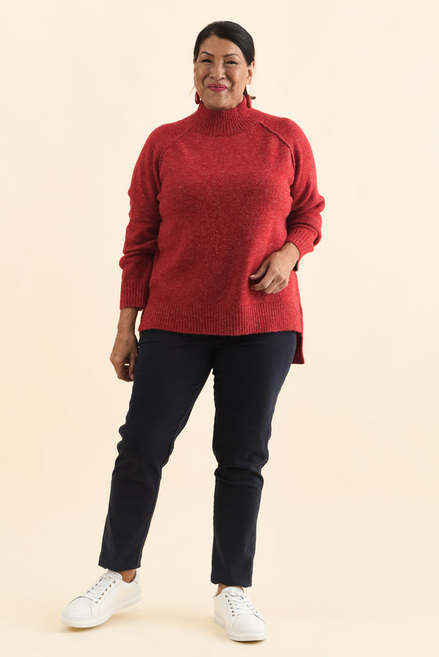 Finn Red Knit Jumper,Brunette model,alt text|model:Pilita image 10