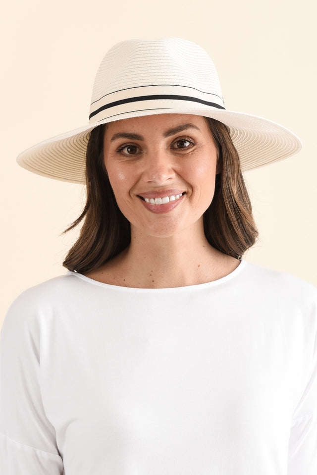 Fiona Ivory Stripe Wide Brim Travel Fedora image 5